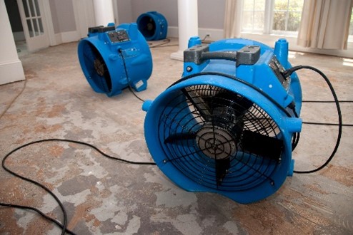 Industrial drying equipment set up in a property